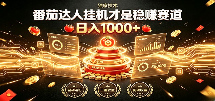 别再瞎找副业！番茄达人挂机才是稳赚赛道 日入1000+-翌晨科技网