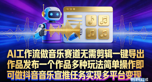AI工作流做音乐赛道，无需剪辑，一键导出作品发布，一个作品多种玩法，简单操作即可做抖音音乐宣推任务-翌晨科技网