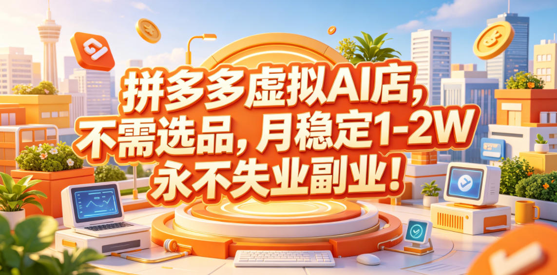 拼多多虚拟AI店，不需选品，月稳定1-2W，永不失业副业！【揭秘】-翌晨科技网