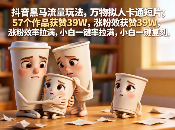 抖音黑马流量玩法，万物拟人卡通短片，57个作品获赞39W，涨粉效率拉满，小白一键复刻，保姆级拆解-翌晨科技网
