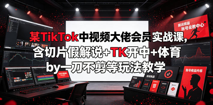 某TikTok中视频大佬会员实战课，含切片假解说+TK开中+体育by一刀不剪等玩法教学-翌晨科技网