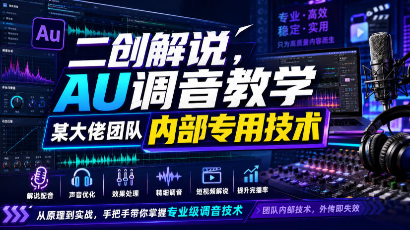 二创解说AU调音教学，某大佬团队内部专用技术-翌晨科技网