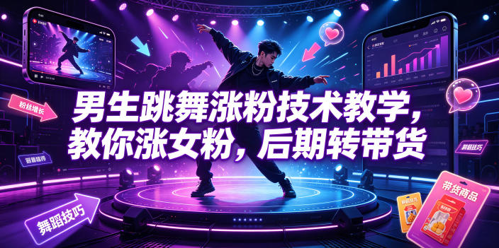 男生跳舞涨粉技术教学，教你涨女粉，后期转带货-翌晨科技网