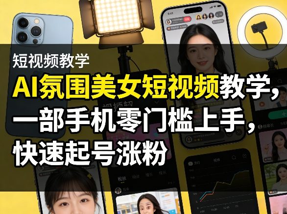 AI氛围美女短视频教学，一部手机零门槛上手，快速起号涨粉-翌晨科技网