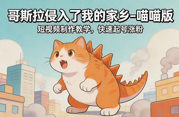 哥斯拉侵入了我的家乡–喵喵版短视频制作教学，快速起号涨粉-翌晨科技网