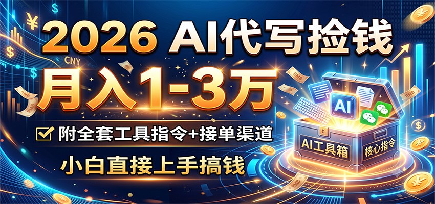 2026 AI代写捡钱，月入1-3万，附全套工具指令+接单渠道，小白直接上手搞钱-翌晨科技网