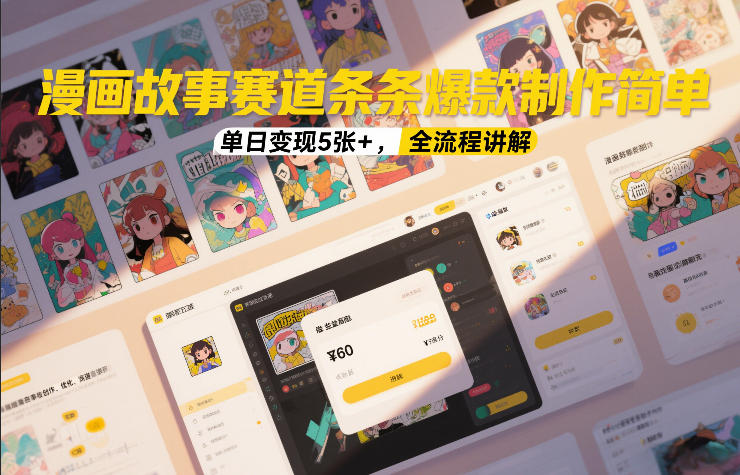 漫画故事赛道条条爆款制作简单，单日变现5张+，全流程讲解-翌晨科技网