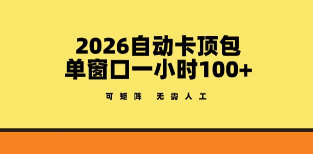 2026自动卡顶包玩法，单窗口一小时100+，可矩阵操作，无需人工【揭秘】-翌晨科技网