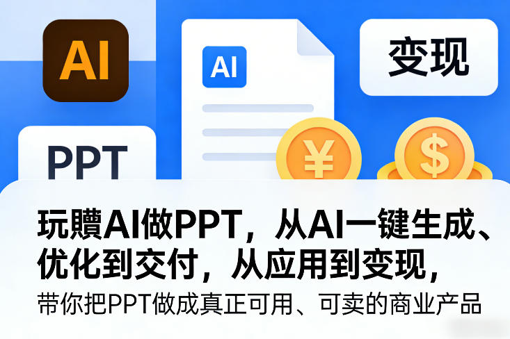 玩賺AI做PPT，从AI一键生成、优化到交付，从应用到变现，带你把PPT做成真正可用、可卖的商业产品-翌晨科技网
