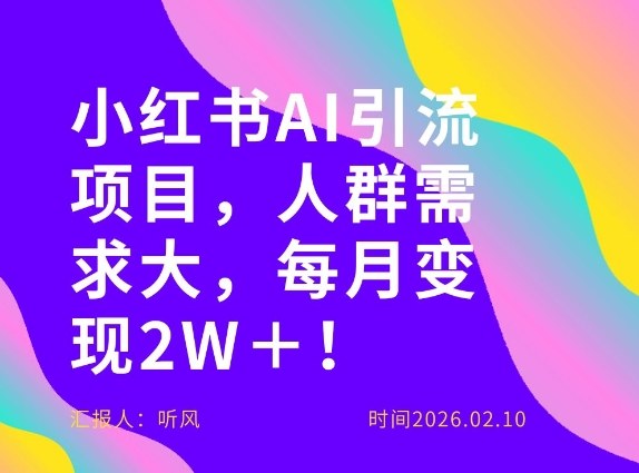 她通过这个AI项目每月做到2W＋的收入，最新小红书AI项目，人群需求大！-翌晨科技网