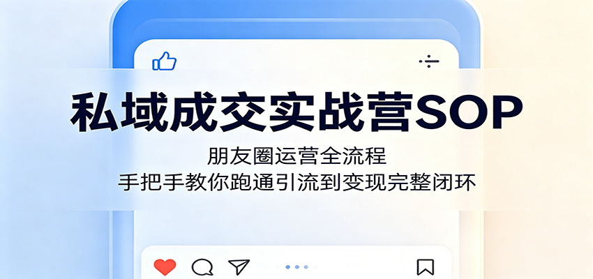 私域成交实战营SOP：朋友圈运营全流程，手把手教你跑通引流到变现完整闭环-翌晨科技网
