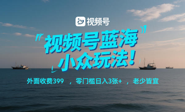 视频号蓝海小众玩法！外面收费399，零门槛日入3张+，老少皆宜-翌晨科技网