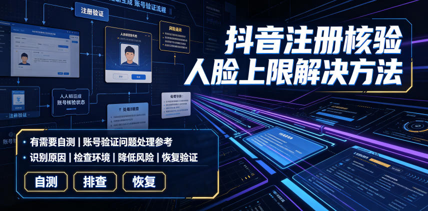抖音注册核验人脸上限解决方法，有需要自测-翌晨科技网
