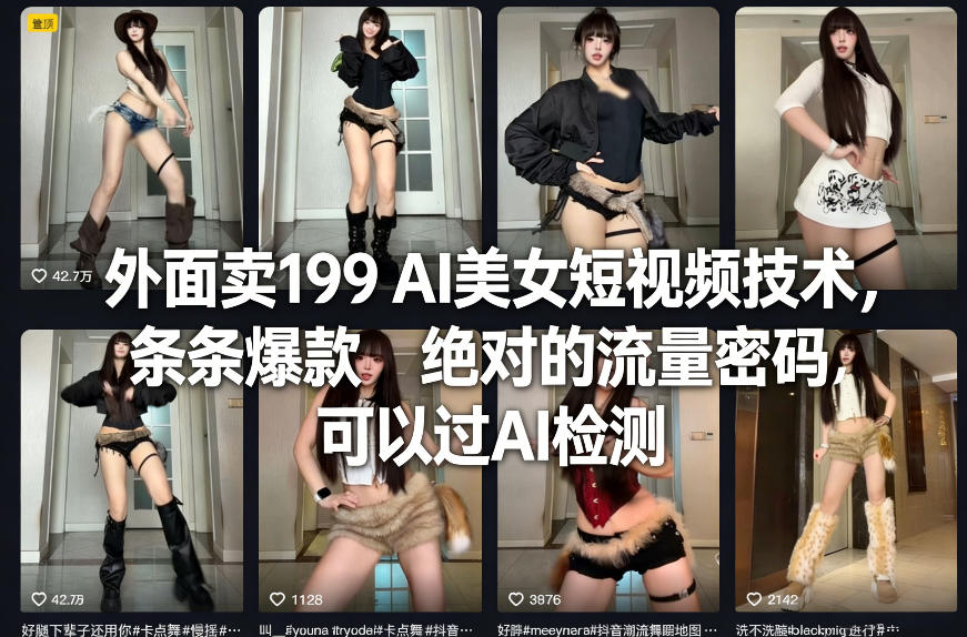 外面卖199 AI美女短视频技术，条条爆款，绝对的流量密码，可以过AI检测-翌晨科技网