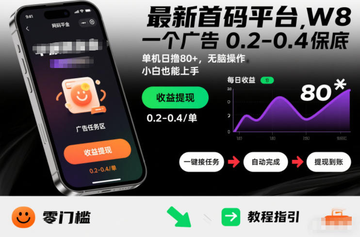 最新首码平台，一个广告 0.2-0.4 保底，单机日撸80+，可矩阵无脑操作，小白也能上手【揭秘】-翌晨科技网