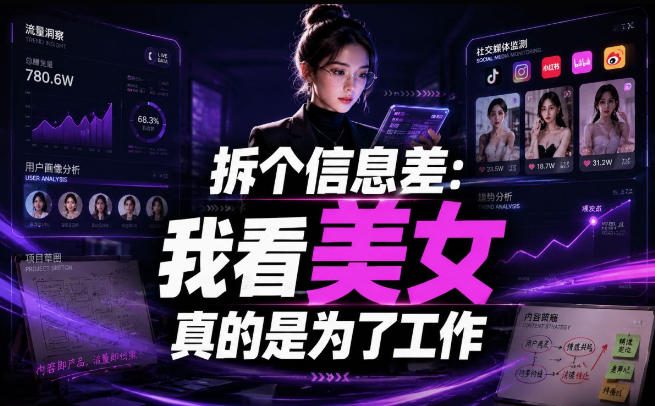 【理直气壮】我给看美女找了一个非常恰当的理由，信息差项目-翌晨科技网