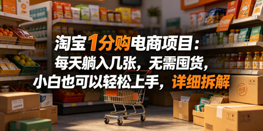 淘宝1分购电商项目：每天躺入几张，无需囤货，小白也可以轻松上手，详细拆解-翌晨科技网