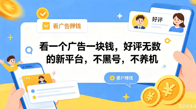 看一个广告一块钱，好评无数的新平台，不黑号，不养机，一撸几十块钱还是不错的【揭秘】-翌晨科技网